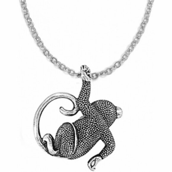 NWT Brighton Monkeying Around Collectible Pendant Necklace Silver Plated - Picture 3 of 5